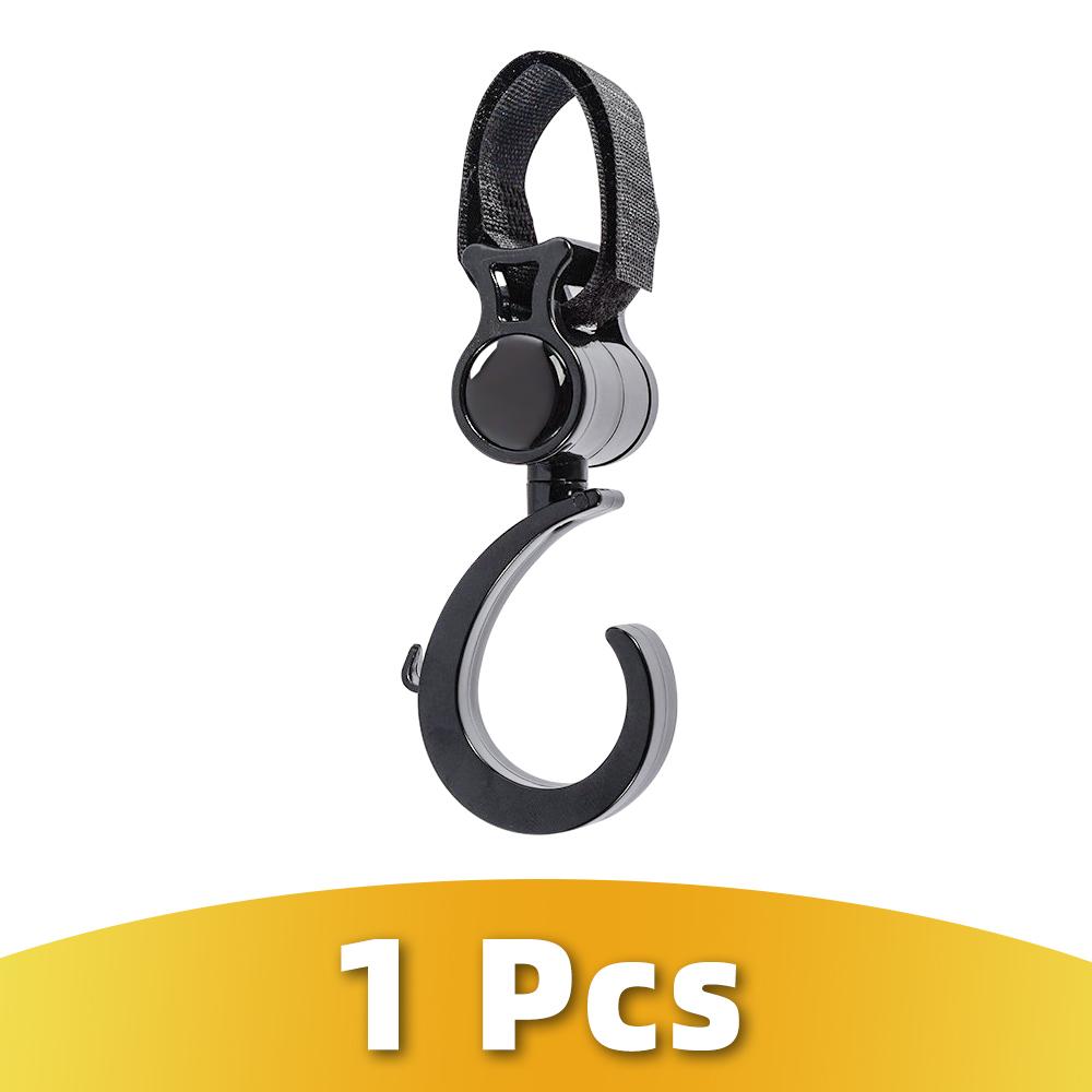 FONKEN Wieszak na wózek dziecięcy z podwójnym haczykiem, obrotowy, z regulacją 360 stopni, zapięcie na rzepy, akcesoria do wózków dziecięcych