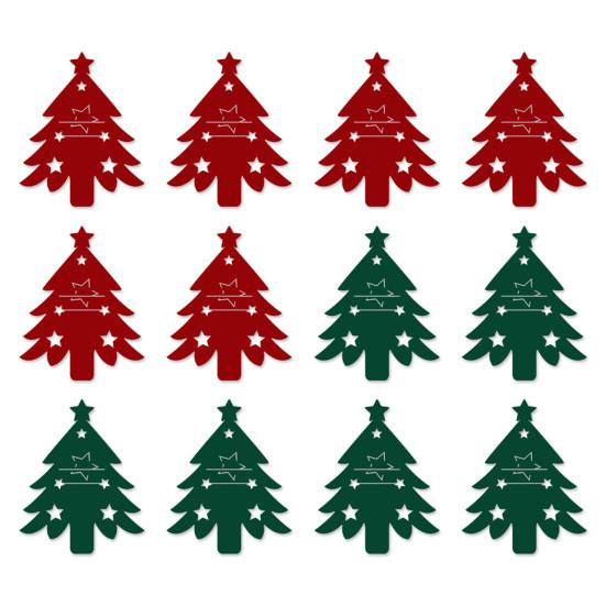 6/12Pcs Christmas Tree Cutlery Holder Bag Spoon Fork Dinner Flatware Cover Pouch Xmas Festival Holiday Party Dining Table Decoration Party Supplies