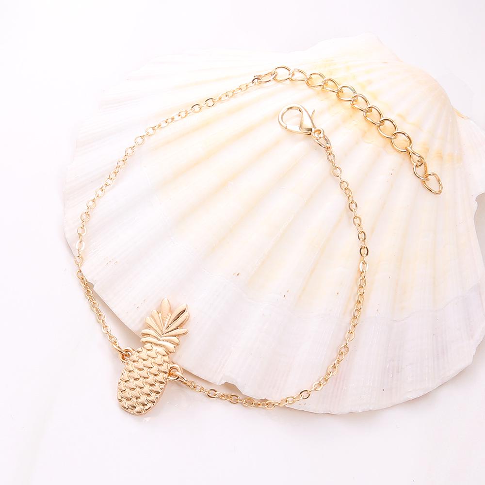 Trendy 3D Pineapple Alloy Anklet - Cute Hollow Fruit Foot Jewelry