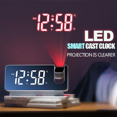 Multifunctional 180° Rotating Projection Creative Alarm Clock LED Silent Colour Screen Bedroom Ceiling Projection Gift