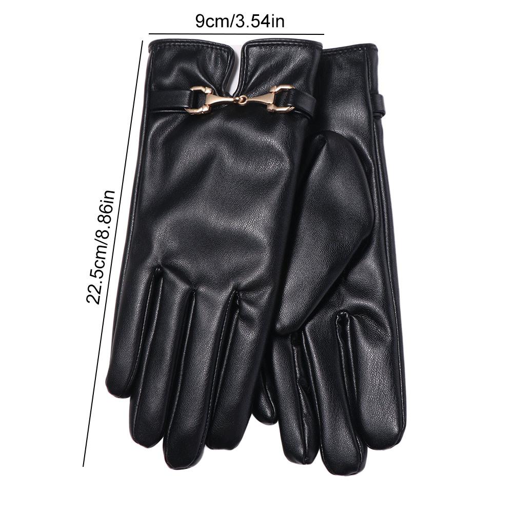 Verdickte Vollfinger-Fäustlinge Kette Handschuhe Schlichte Damen Lederhandschuhe Damen