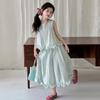 Girls' Summer Fresh Style 2026: Sleeveless Ruffle Top & Bud Skirt Two-Piece Set for Kids