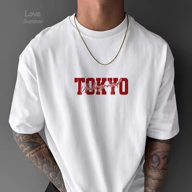 Men's Short Sleeve T-Shirt Printed with Racing Car Pattern and English Graphics  Loose Fit Fashion Casual Crew Neck Top Spring Summer Outdoor Clothing