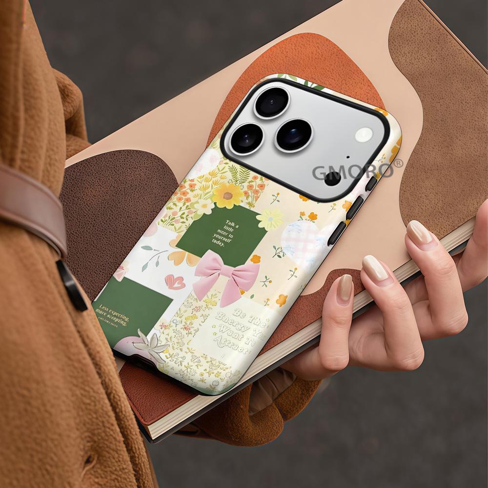 Hot-selling Bow Flower Mobile Phone Case for iPhone17 2-in-1 Film Apple 16pm Anti-drop Cover