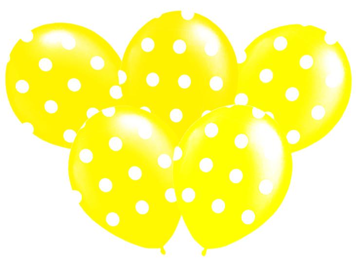 Polka Dot Balloons 14" Yellow, 5 Pcs