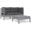 VidaXL Solid Pine Wood 3 Pcs Garden Lounge Set with Cushions Patio Furniture Outdoor Furniture Garden Furniture 806678