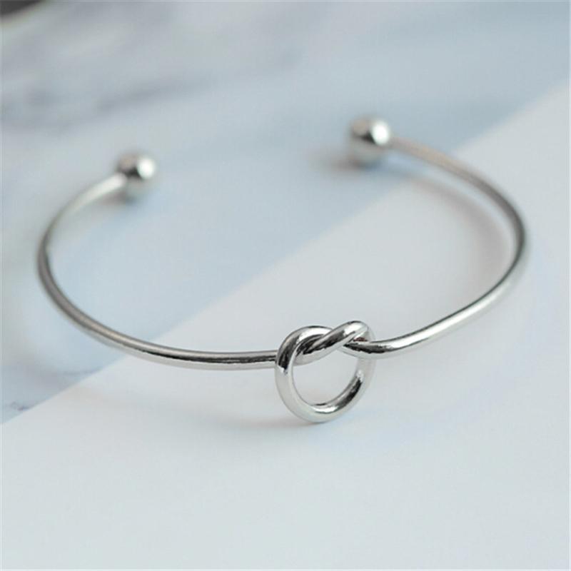Trendy Open Bracelet Bangles for Women Metal Twist Round Circle Charms Cuff Bangle Simple Golden Silver Color Jewelry Gift