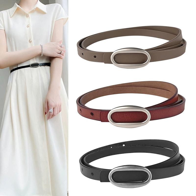 Genuine Leather Women's Belt Cowhide with Casual Pants Dress for Women's Thin Belt Goddess