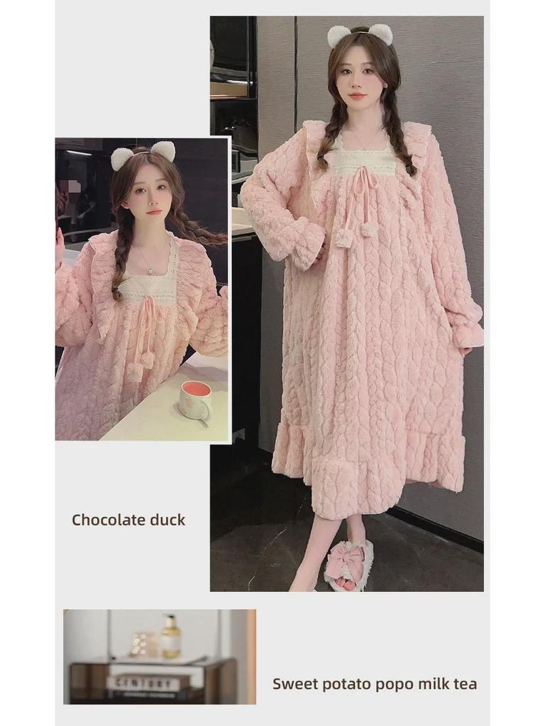 Camisón de Franela de Talla Grande para Mujer - Manga Larga, Lindo, Corte Holgado para Otoño/Invierno (Hasta 200 libras).