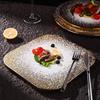 Farfurie ceramică creativă cu model de piatră mată aurie, farfurie pentru friptură, farfurie pentru desert, farfurii pentru sushi, bucătărie moleculară, veselă pentru hotel