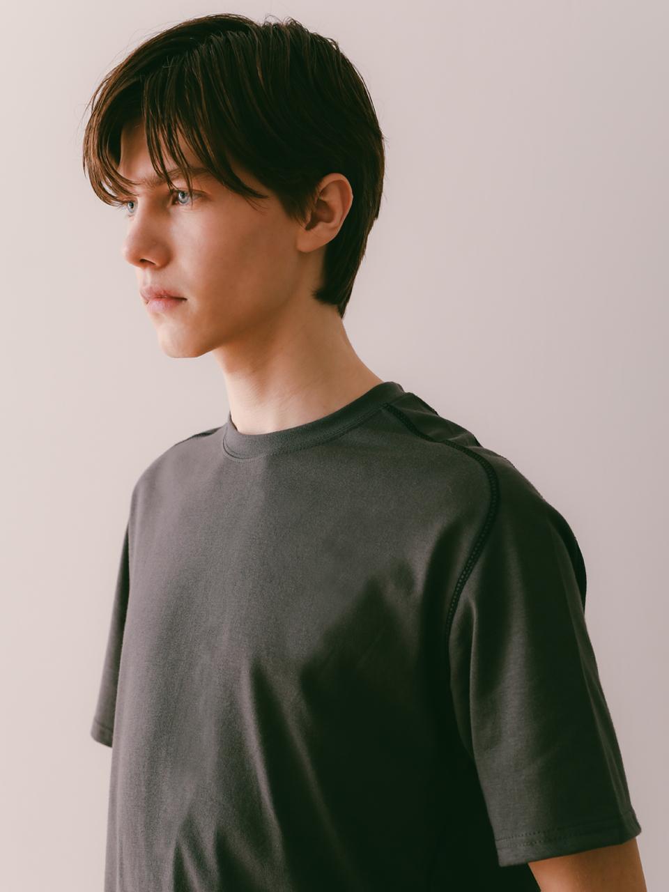 Iesn Color Stitch Short Sleeve T-Shirt Charcoal L