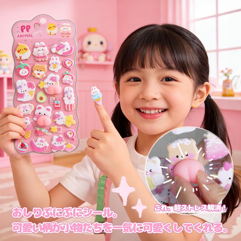 GOSO Squishy Butt Cute 3D Plump Butt Character Perfect for Sticker Creative DIY Album 2 Sheets Stickers, Stickers, Books, Smartphones, Planners,