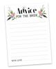 Inkdotpot FloralA  Advice And Wishes Set Of 50 Bridal Shower Advice Game