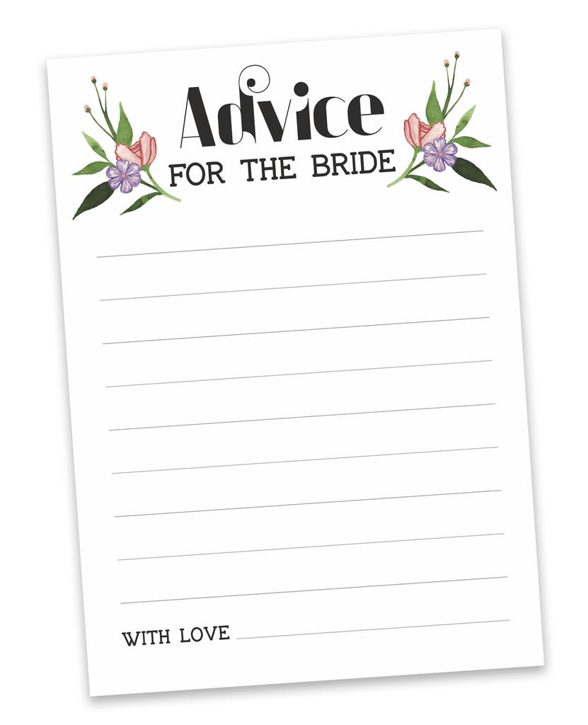 Inkdotpot FloralA Advice And Wishes Set Of 50 Bridal Shower Advice Game