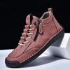 New Classic Handmade Leather Men Shoes Zipper Design Outdoor Sneakers Slip On Casual Shoes Leather Breathable Men Ankle Boots