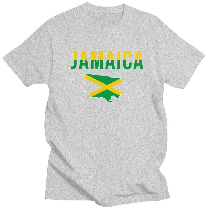 Custom Jamaica Flag Map T Shirt for Men 100 Cotton Tshirt Casual Tee Short Sleeve Jamaican Proud Tshirt Slim Fit