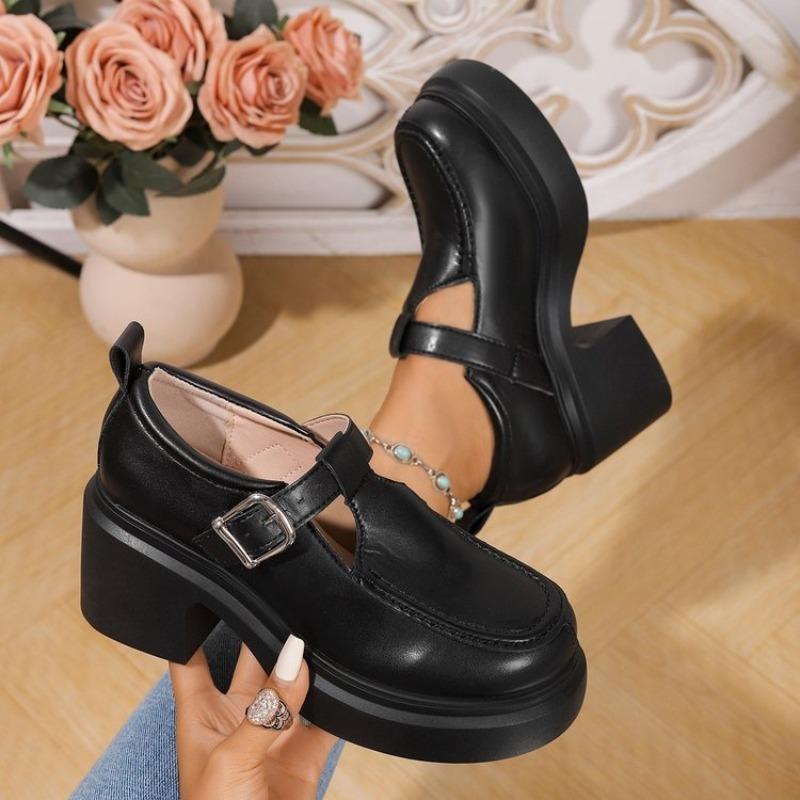 Fashion Shoes for Women 2025 Brand Buckle Strap Women's High Heels Fashion Round Toe Casual Comfortable Versatile Outdoor High Heels