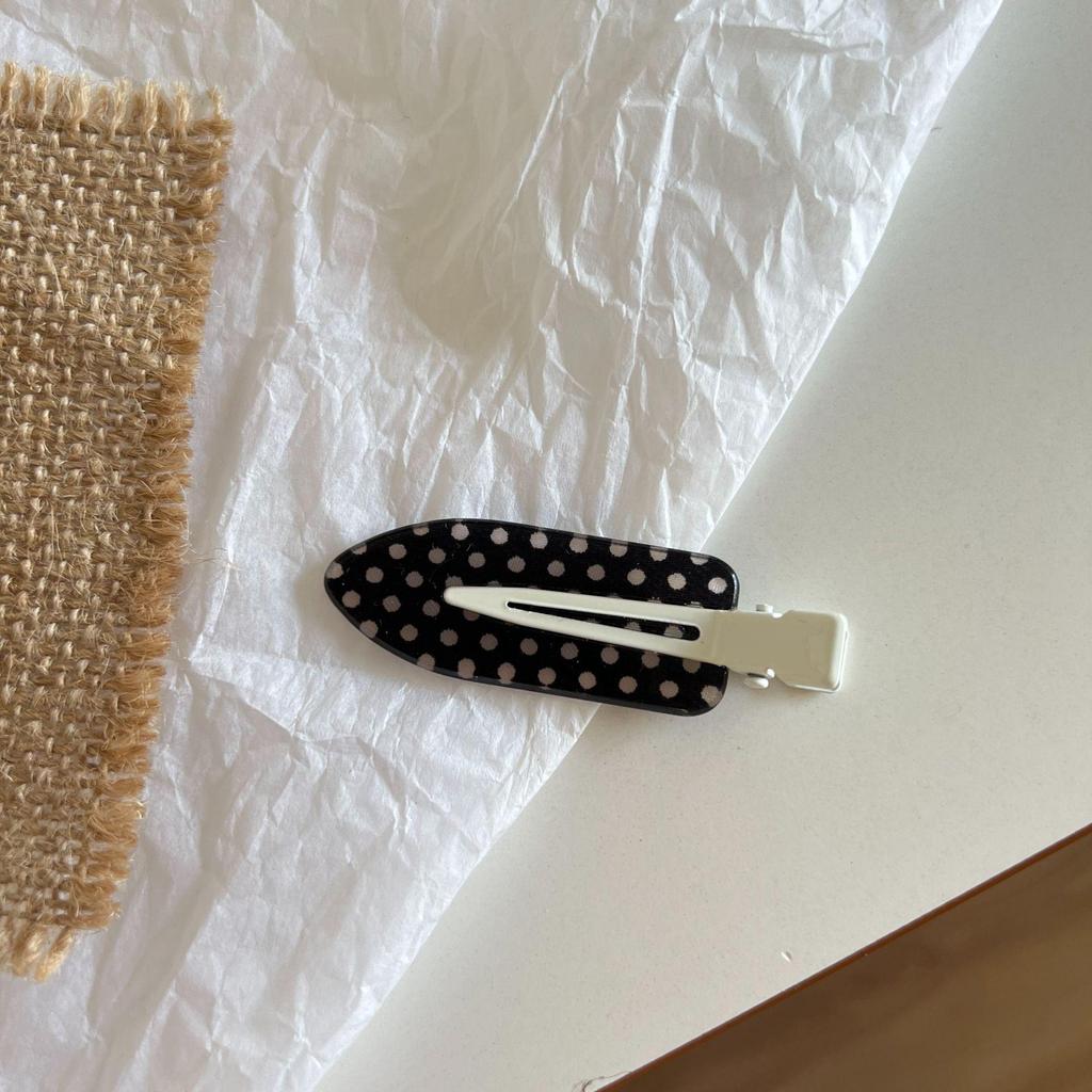 Korean Black & White Polka Dot Hair Clips: Simple, Sweet Bangs & Side Clips