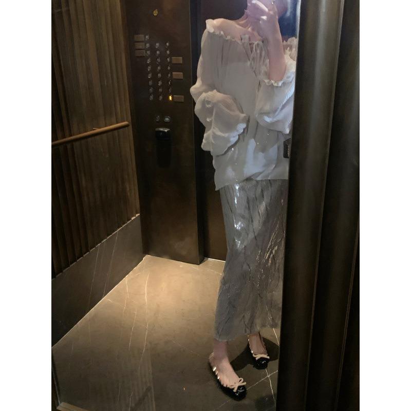 Sheepskin version cross strap Mary Jane shoes women's bow rivet round head flat ballet style single shoes