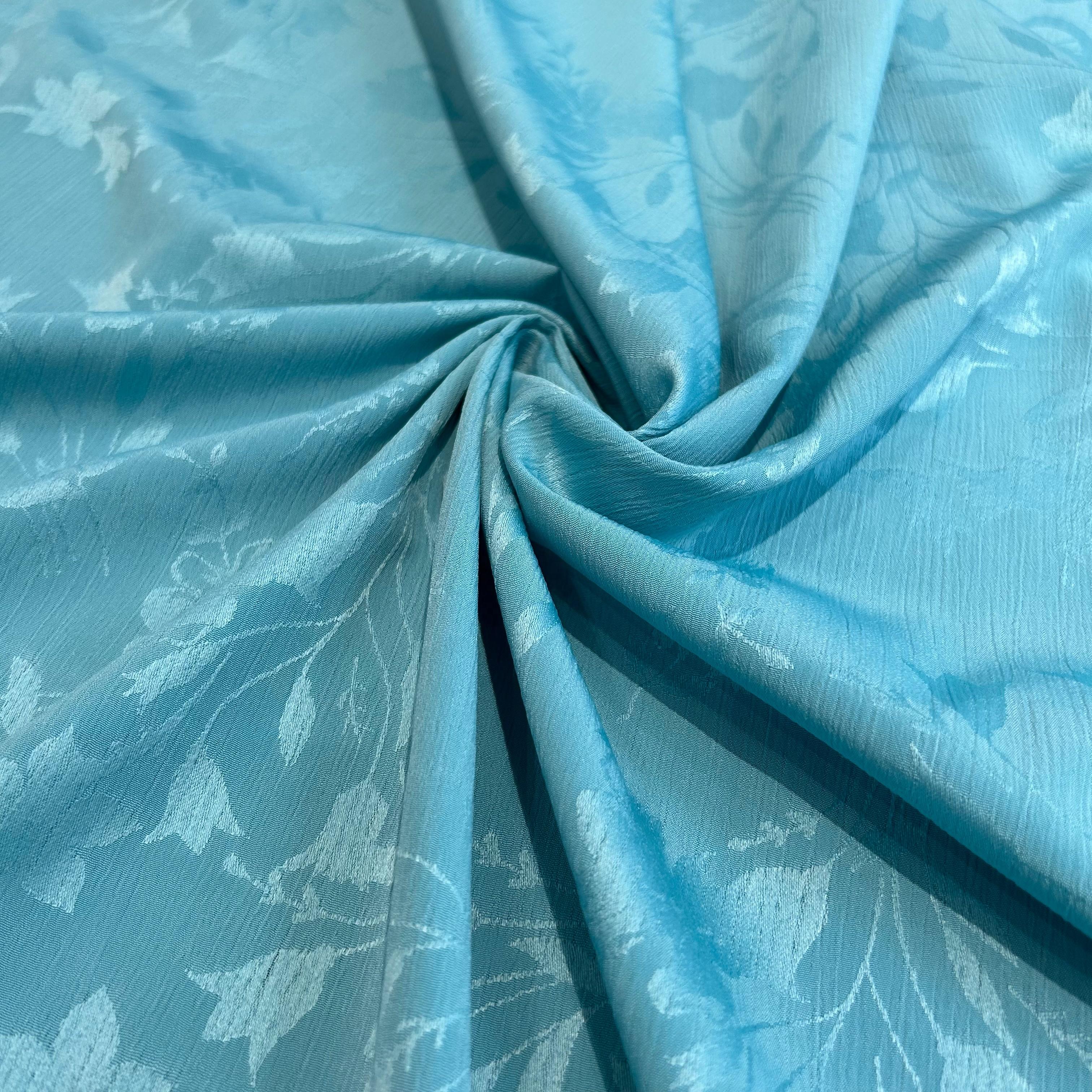 1203 Woven Polyester Embossed Jacquard Fabric in Willow Wrinkle Texture Weave With Morning Glory Flower Embossing Pattern Design белый