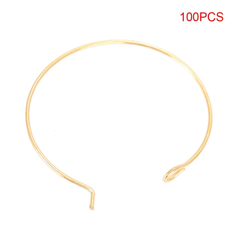 100 Pcs Steel Circle Earring Loops Wine Glass Hoop Ring Jewelry Findings (Gold, 30 * 25mm)