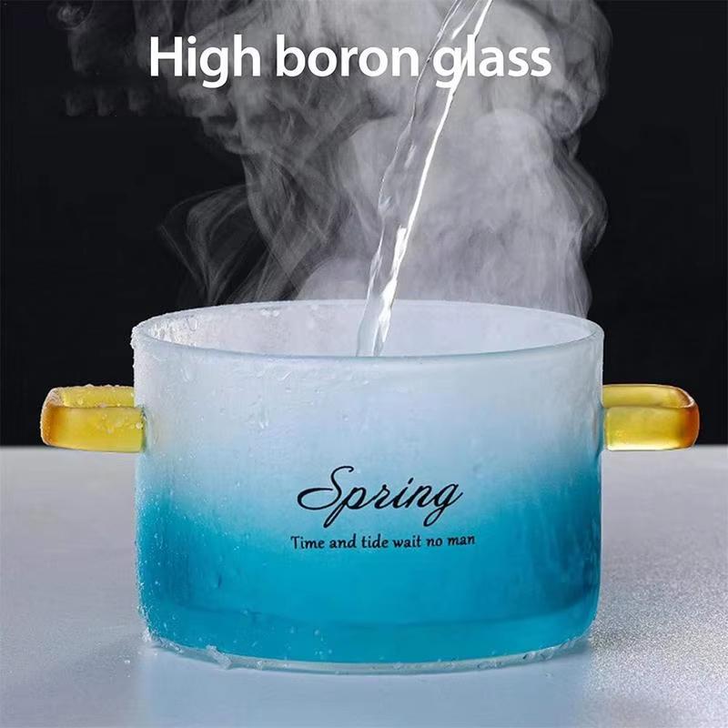 1500ML Glass Simmer Pot Transparent Gradient Glass Saucepan Household Heat-resistant Pot For Pasta Noodles Soup