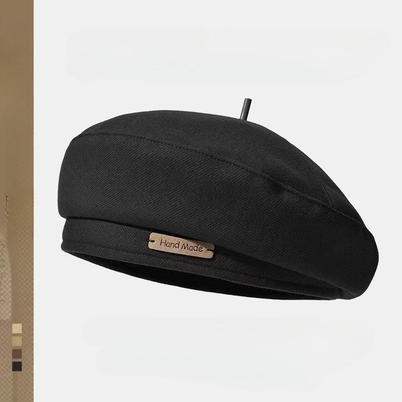 1Pc  Beret Female Autumn and Winter Japanese Retro Versatile Letter Face Small Octagonal Hat Small Fragrant Pumpkin Hat