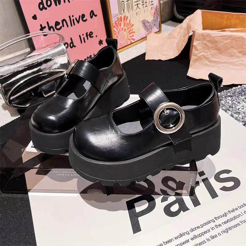 Foreign trade college style small leather shoes women's 2025 spring and summer new jk platform loafers retro one-button Mary Jane shoes
