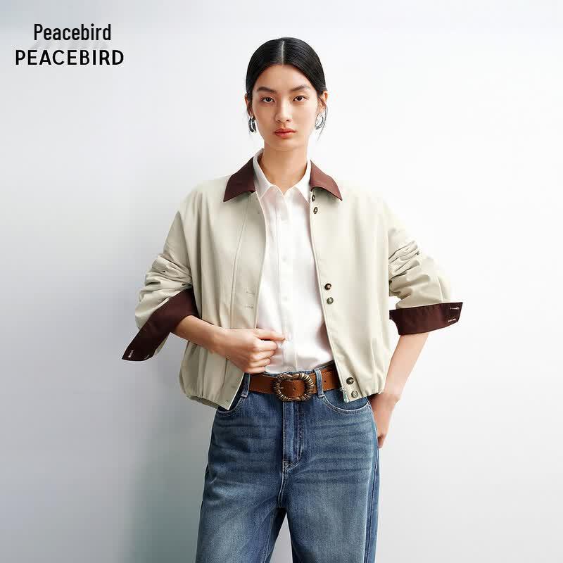 Peacebird Women s A1BBG1482 Loose Tulip Hem Commuter Jacket XL