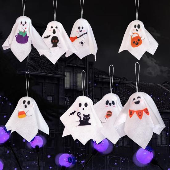 8Pcs Felt Hanging Ghost Ornaments Soft Felt Ghost Pendants Halloween