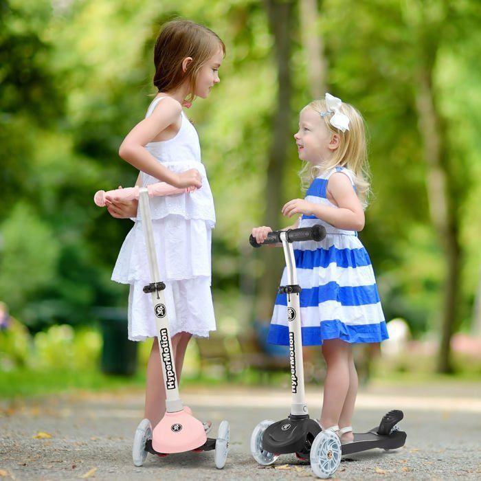 Trottinette 3 roues LED- HyperMotion - TRINGO - Rose - Hauteur réglable 55-70 cm - Max 50 kg