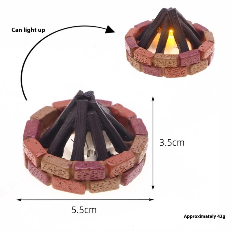 Safe ABS Resin Doll House Accessory Warm LED Firelight With Magnetic Battery Power