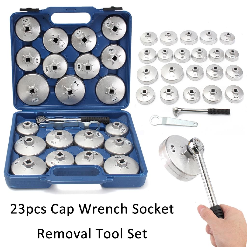 New Aluminum Alloy Cup Type Oil Filter Cap Wrench Socket Wrench Vehicle Maintenance Filter Wrench Tool 23pcs Cap Grid