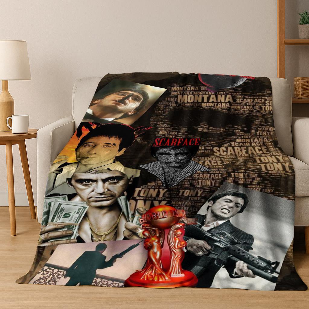 Classic Scarface Tony Montana Movie Art Flannel Blanket,Cozy Soft Throw Blanket for Home Bedroom Bed Sofa Picnic Cover Gift