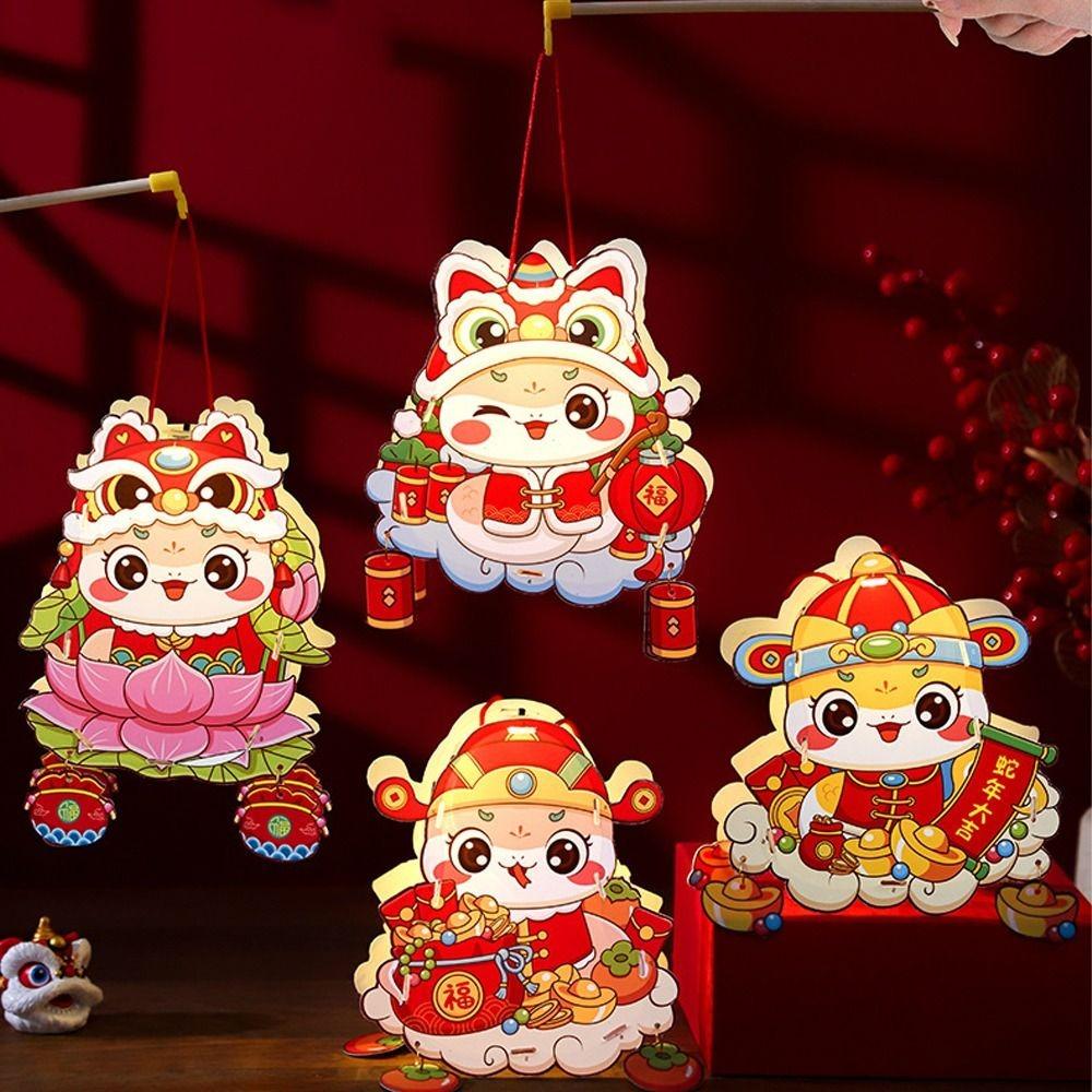 Traditional Chinese Snake Year Portable Lantern PVC New Year Luminous Lantern Spring Festival