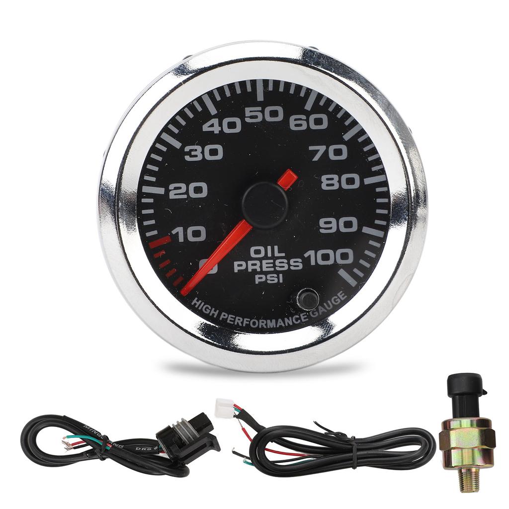 52mm Öldruckanzeige 12V 0‑100PSI Hohe Genauigkeit Öldruckmesser Mit Schrittmotor für Auto Wohnmobil Yacht