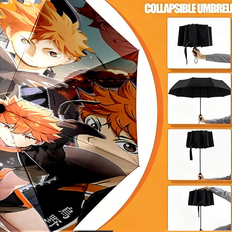 Haikyu Print Umbrella Automatic Opening/ Closing - Portable Foldable Design - Daily use for Travel/Outdoor - Gift for Birthday