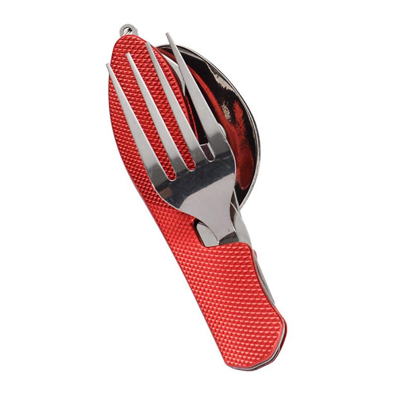 4 In 1 Tableware Foldable Stainless Steel Fork Spoon Knife Bottle Opener Portable Picnic Camping Hiking Travelling Dinnerware