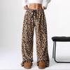 Plus Size Women's Fashion Casual Leopard Print Wide Leg Pants Ladies High-Waisted Loose-Fit Casual Draping Trousers