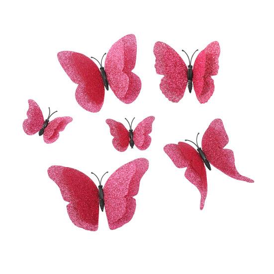 

6 Pcs 3D Glitter Butterfly Wall Decor Double Layer Wing Butterfly Wall Art Stickers Self-Adhesive Reusable Mural Decals for Kids Room Bedroom Living розы красного