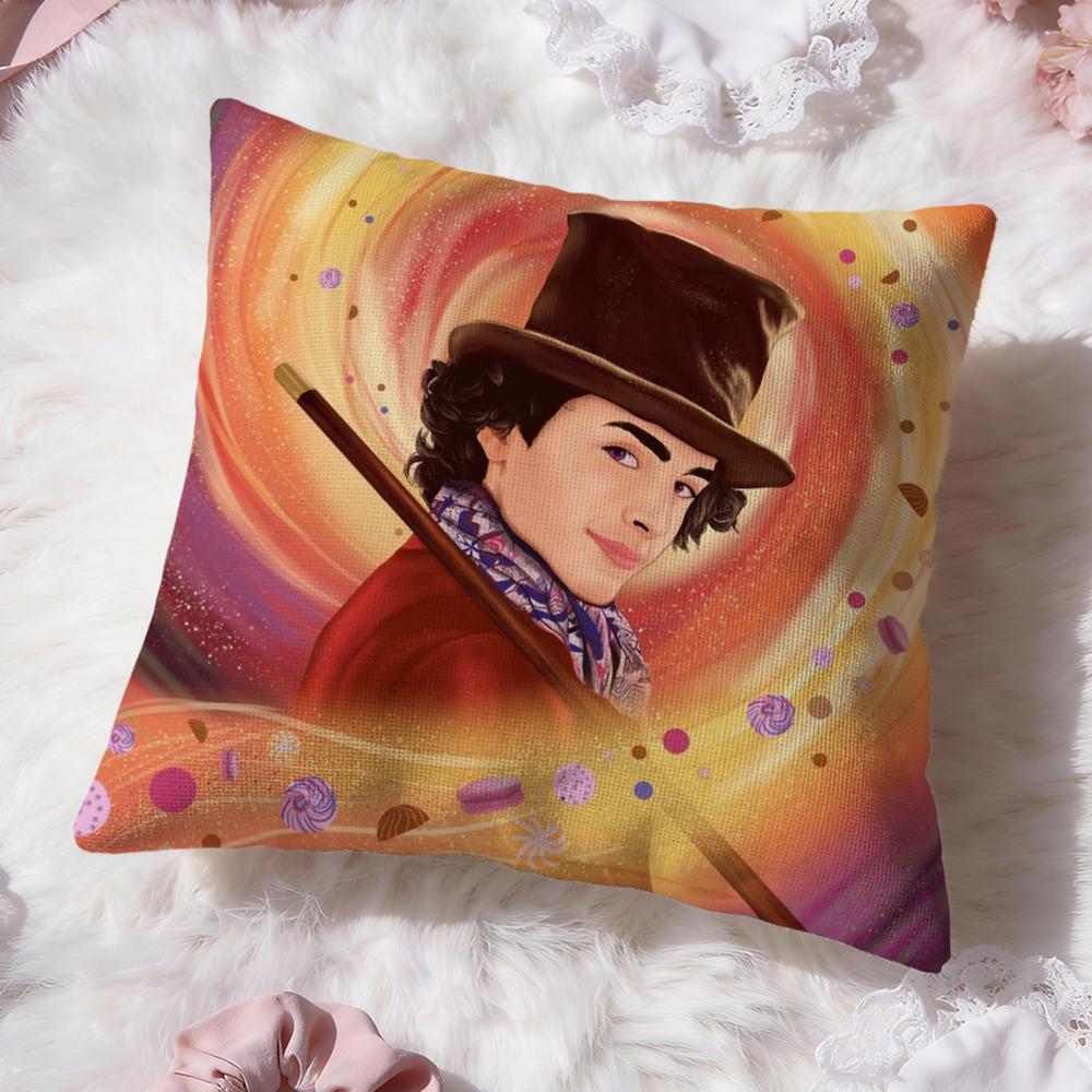 Moive W-Wonka Cushion Cover Premium Comfort Reversible Pillow Cove -Two in One Design for Any Room & Car Interior