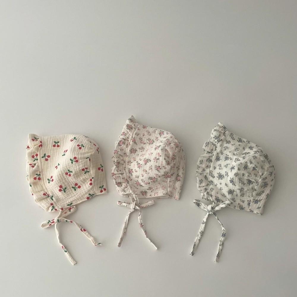 Floral Printed Sunshade Cap Breathable Princess Hat New Ear Protection Hat  Newborn