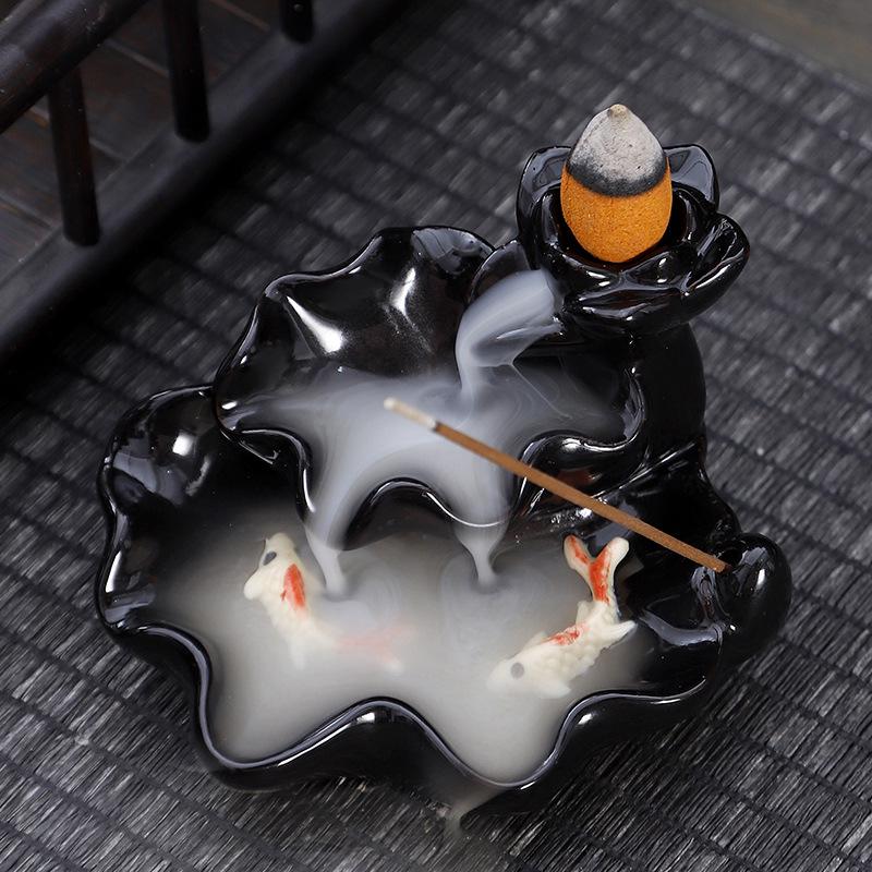 Creative Ceramic Buddha Hand Rockery Backflow Incense Burner for Home or Office