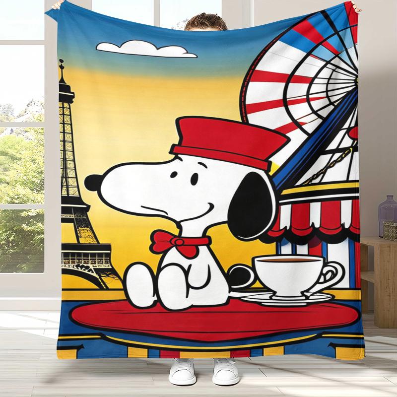 Cute Snoopy Dog Cartoon Flannel Blanket,Ultra Soft Warm Plush Throw for Home Bedroom Bed Sofa Cover Camping Picnic Gift