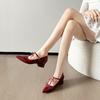 Invisible inner height increase Small man is not tired of feet Bow pointed single shoes Women's versatile word with thick heel Mary Jane shoes
