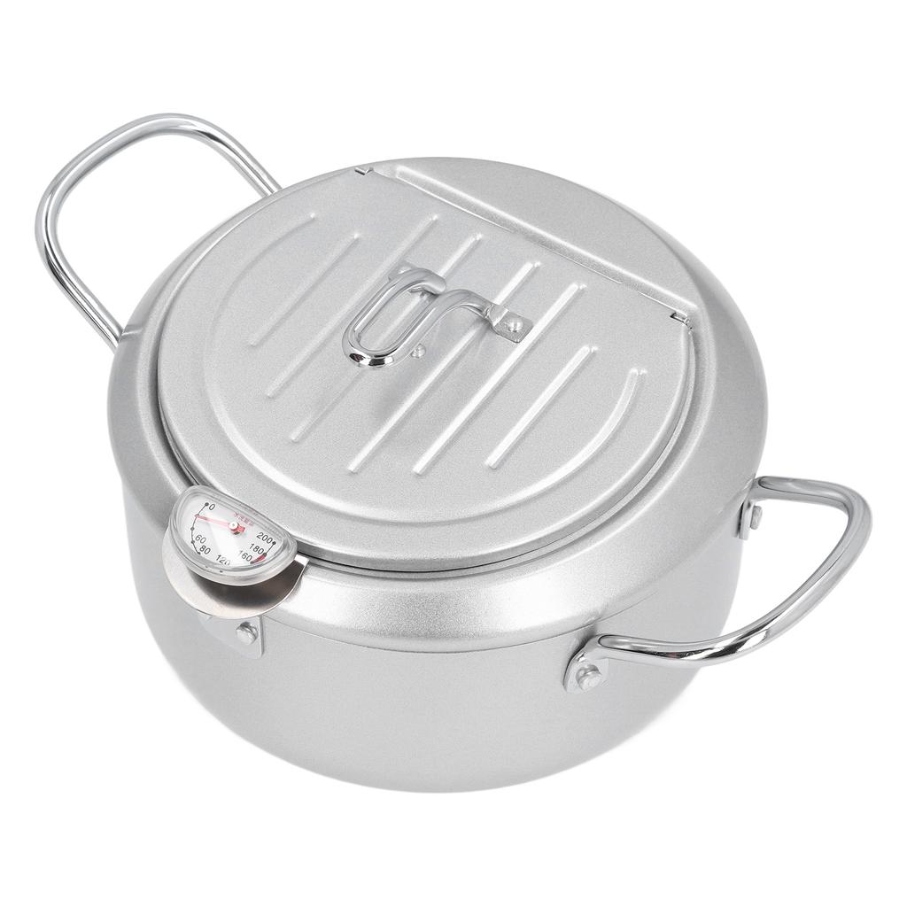 Frittiertopf Japanischer Stil Tempura Frittiertopf Doppelgriffe Eisen Kochtopf mit Öltemperatur