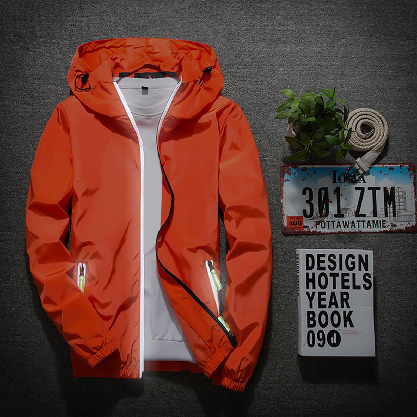 

Men s Solid Color Casual Plus Size Reflective Zipper Outdoor Jacket M шафрановый