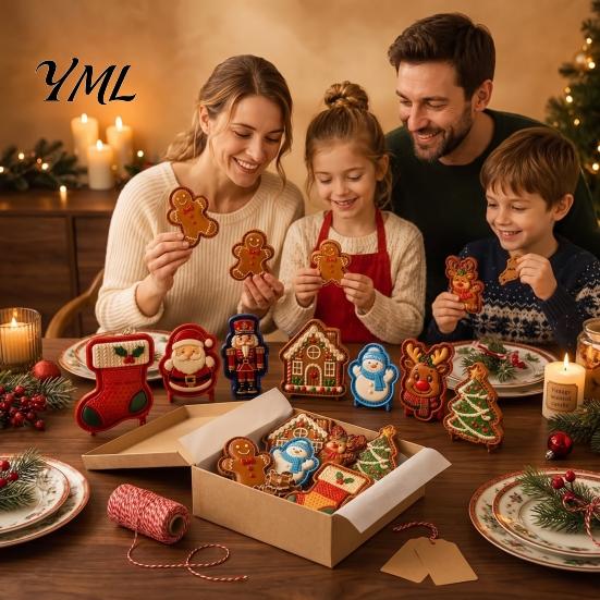 Interactive Baking Tools Christmas Cookie Cutter, Push Type Integrated Mold, Plastic Festive Pastry Stampers Clay Decorating Tool for Holiday Kitchen