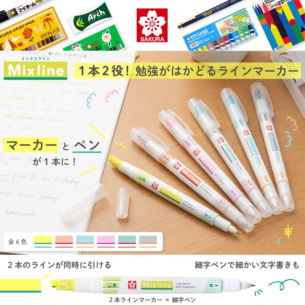 Sakura Mixline Highlighter Juicy Color Cray-Pas Pen, 3-Color Set, VUK-T3A