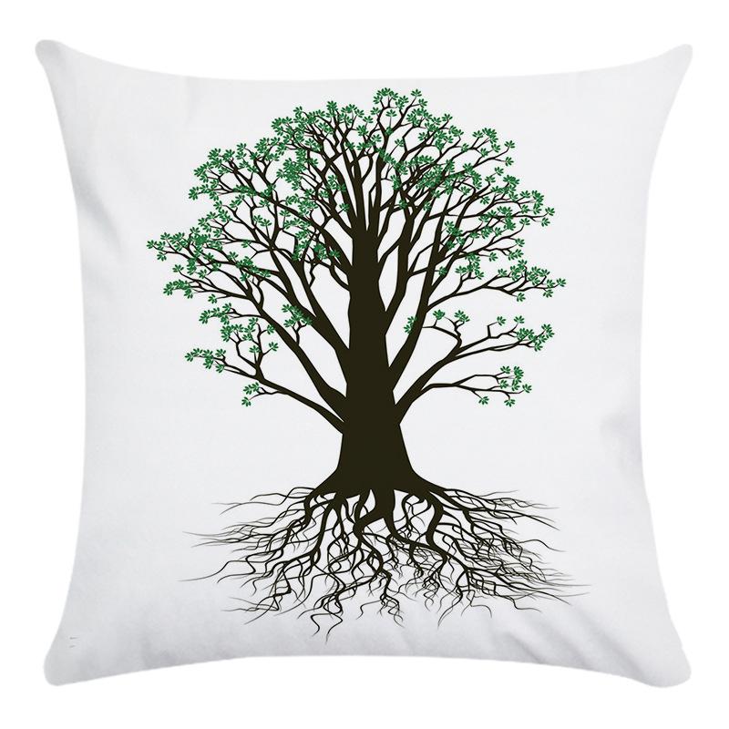 Creative Life Tree Pattern Digital Printing Short Plush Pillow Covers For Car Sofa Office Cushion Cover Home Goods